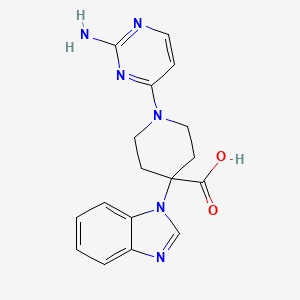 molecular formula C17H18N6O2 B5480696 1-(2-aminopyrimidin-4-yl)-4-(1H-benzimidazol-1-yl)piperidine-4-carboxylic acid 