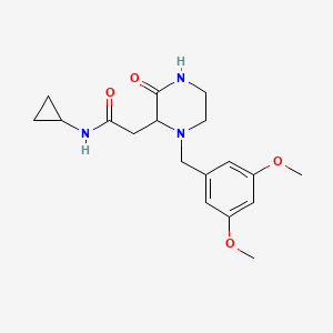 molecular formula C18H25N3O4 B5480708 N-cyclopropyl-2-[1-(3,5-dimethoxybenzyl)-3-oxo-2-piperazinyl]acetamide 