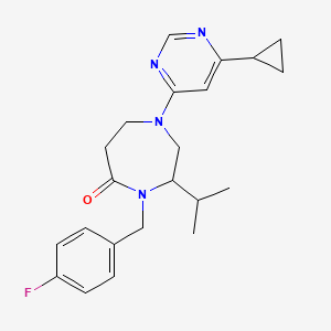 molecular formula C22H27FN4O B5481024 1-(6-cyclopropyl-4-pyrimidinyl)-4-(4-fluorobenzyl)-3-isopropyl-1,4-diazepan-5-one 