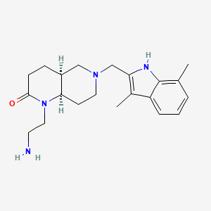 molecular formula C21H30N4O B5481171 rel-(4aS,8aR)-1-(2-aminoethyl)-6-[(3,7-dimethyl-1H-indol-2-yl)methyl]octahydro-1,6-naphthyridin-2(1H)-one dihydrochloride 
