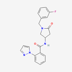 molecular formula C21H19FN4O2 B5481177 N-[1-(3-fluorobenzyl)-5-oxopyrrolidin-3-yl]-2-(1H-pyrazol-1-yl)benzamide 