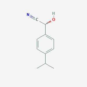 molecular formula C11H13NO B054812 Benzeneacetonitrile, alpha-hydroxy-4-(1-methylethyl)-, (alphaR)-(9CI) CAS No. 121985-97-5