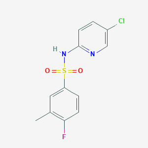 molecular formula C12H10ClFN2O2S B5481505 N-(5-chloropyridin-2-yl)-4-fluoro-3-methylbenzenesulfonamide 