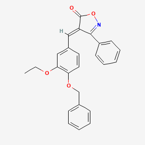 molecular formula C25H21NO4 B5481697 (4E)-4-[(3-ethoxy-4-phenylmethoxyphenyl)methylidene]-3-phenyl-1,2-oxazol-5-one 
