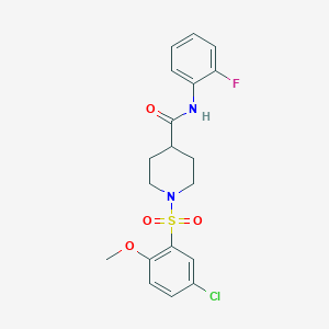 molecular formula C19H20ClFN2O4S B5481887 1-(5-CHLORO-2-METHOXYBENZENESULFONYL)-N-(2-FLUOROPHENYL)PIPERIDINE-4-CARBOXAMIDE 