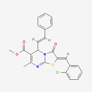 molecular formula C24H19ClN2O3S B5481939 methyl (2Z)-2-[(2-chlorophenyl)methylidene]-7-methyl-3-oxo-5-[(E)-2-phenylethenyl]-5H-[1,3]thiazolo[3,2-a]pyrimidine-6-carboxylate 