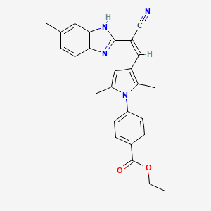 molecular formula C26H24N4O2 B5481953 ethyl 4-{3-[(Z)-2-cyano-2-(5-methyl-1H-benzimidazol-2-yl)ethenyl]-2,5-dimethyl-1H-pyrrol-1-yl}benzoate 