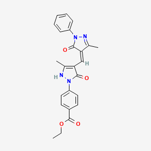molecular formula C24H22N4O4 B5482099 ethyl 4-[5-methyl-4-[(Z)-(3-methyl-5-oxo-1-phenylpyrazol-4-ylidene)methyl]-3-oxo-1H-pyrazol-2-yl]benzoate 
