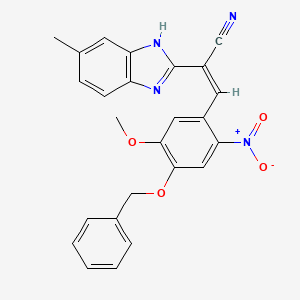 molecular formula C25H20N4O4 B5482616 (Z)-3-(5-methoxy-2-nitro-4-phenylmethoxyphenyl)-2-(6-methyl-1H-benzimidazol-2-yl)prop-2-enenitrile 