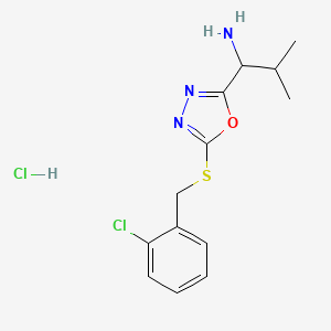 molecular formula C13H17Cl2N3OS B5483390 1-[5-[(2-Chlorophenyl)methylsulfanyl]-1,3,4-oxadiazol-2-yl]-2-methylpropan-1-amine;hydrochloride 