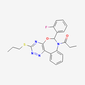 molecular formula C22H21FN4O2S B5483474 1-[6-(2-FLUOROPHENYL)-3-(PROPYLSULFANYL)[1,2,4]TRIAZINO[5,6-D][3,1]BENZOXAZEPIN-7(6H)-YL]-1-PROPANONE 