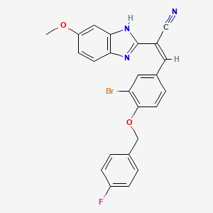 molecular formula C24H17BrFN3O2 B5483603 (2Z)-3-{3-bromo-4-[(4-fluorobenzyl)oxy]phenyl}-2-(5-methoxy-1H-benzimidazol-2-yl)prop-2-enenitrile 