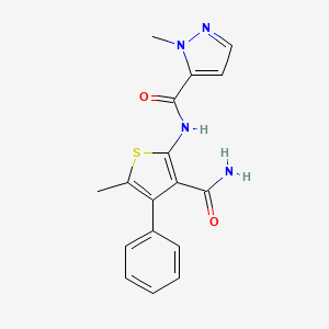 molecular formula C17H16N4O2S B5483910 N-(3-carbamoyl-5-methyl-4-phenylthiophen-2-yl)-1-methyl-1H-pyrazole-5-carboxamide 