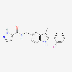 molecular formula C20H17FN4O B5484116 N-[[2-(2-fluorophenyl)-3-methyl-1H-indol-5-yl]methyl]-1H-pyrazole-5-carboxamide 
