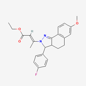 molecular formula C24H25FN2O3 B5484154 Ethyl (2E)-3-[3-(4-fluorophenyl)-7-methoxy-2H,3H,3AH,4H,5H-benzo[G]indazol-2-YL]but-2-enoate 
