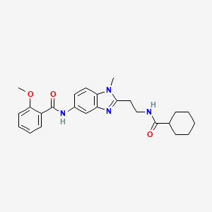 molecular formula C25H30N4O3 B5484251 N-{2-[2-(CYCLOHEXYLFORMAMIDO)ETHYL]-1-METHYL-1H-1,3-BENZODIAZOL-5-YL}-2-METHOXYBENZAMIDE 