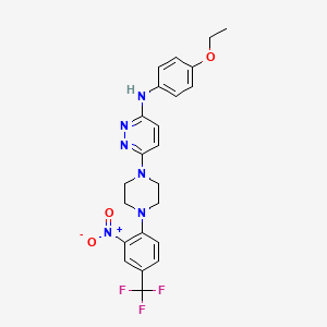 molecular formula C23H23F3N6O3 B5484351 N-(4-ethoxyphenyl)-6-{4-[2-nitro-4-(trifluoromethyl)phenyl]piperazin-1-yl}pyridazin-3-amine 