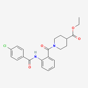 molecular formula C22H23ClN2O4 B5484544 ETHYL 1-[2-(4-CHLOROBENZAMIDO)BENZOYL]PIPERIDINE-4-CARBOXYLATE 