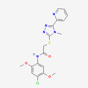 molecular formula C18H18ClN5O3S B5485135 N-(4-CHLORO-2,5-DIMETHOXYPHENYL)-2-{[4-METHYL-5-(2-PYRIDINYL)-4H-1,2,4-TRIAZOL-3-YL]SULFANYL}ACETAMIDE 