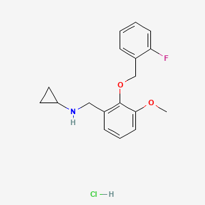 molecular formula C18H21ClFNO2 B5485562 N-[[2-[(2-fluorophenyl)methoxy]-3-methoxyphenyl]methyl]cyclopropanamine;hydrochloride 
