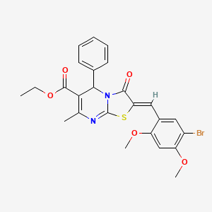 molecular formula C25H23BrN2O5S B5485846 Ethyl (2Z)-2-[(5-bromo-2,4-dimethoxyphenyl)methylidene]-7-methyl-3-oxo-5-phenyl-2H,3H,5H-[1,3]thiazolo[3,2-A]pyrimidine-6-carboxylate 