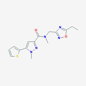 molecular formula C15H17N5O2S B5486086 N-[(5-ethyl-1,2,4-oxadiazol-3-yl)methyl]-N,1-dimethyl-5-(2-thienyl)-1H-pyrazole-3-carboxamide 