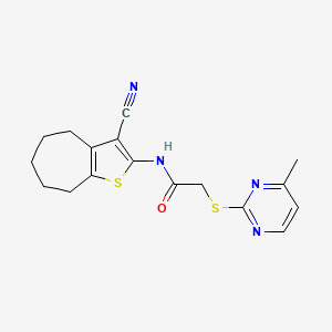 molecular formula C17H18N4OS2 B5486094 N-{3-CYANO-4H5H6H7H8H-CYCLOHEPTA[B]THIOPHEN-2-YL}-2-[(4-METHYLPYRIMIDIN-2-YL)SULFANYL]ACETAMIDE 