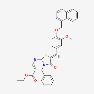 molecular formula C35H30N2O5S B5486112 ETHYL (2Z)-2-({3-METHOXY-4-[(NAPHTHALEN-1-YL)METHOXY]PHENYL}METHYLIDENE)-7-METHYL-3-OXO-5-PHENYL-2H,3H,5H-[1,3]THIAZOLO[3,2-A]PYRIMIDINE-6-CARBOXYLATE 