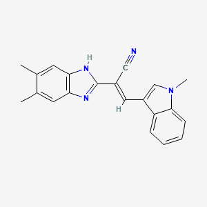 molecular formula C21H18N4 B5486446 (2E)-2-(5,6-dimethyl-1H-benzimidazol-2-yl)-3-(1-methyl-1H-indol-3-yl)prop-2-enenitrile 