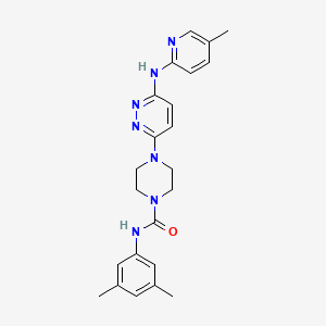 molecular formula C23H27N7O B5486894 N-(3,5-dimethylphenyl)-4-{6-[(5-methyl-2-pyridinyl)amino]-3-pyridazinyl}-1-piperazinecarboxamide 