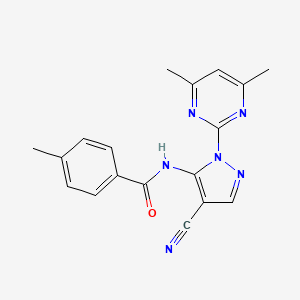molecular formula C18H16N6O B5486941 N-[4-cyano-1-(4,6-dimethylpyrimidin-2-yl)-1H-pyrazol-5-yl]-4-methylbenzamide 