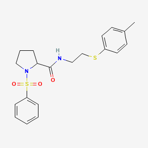 molecular formula C20H24N2O3S2 B5487037 N-{2-[(4-methylphenyl)thio]ethyl}-1-(phenylsulfonyl)prolinamide 