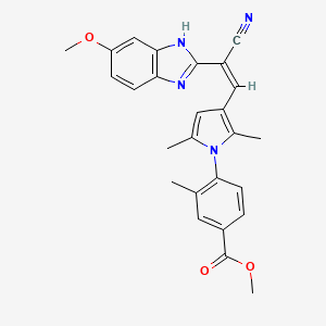 molecular formula C26H24N4O3 B5487706 methyl 4-{3-[(Z)-2-cyano-2-(5-methoxy-1H-benzimidazol-2-yl)ethenyl]-2,5-dimethyl-1H-pyrrol-1-yl}-3-methylbenzoate 