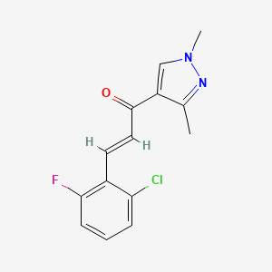 molecular formula C14H12ClFN2O B5487936 (E)-3-(2-CHLORO-6-FLUOROPHENYL)-1-(1,3-DIMETHYL-1H-PYRAZOL-4-YL)-2-PROPEN-1-ONE 