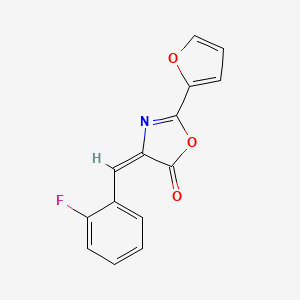 molecular formula C14H8FNO3 B5487970 (4E)-4-[(2-fluorophenyl)methylidene]-2-(furan-2-yl)-1,3-oxazol-5-one 