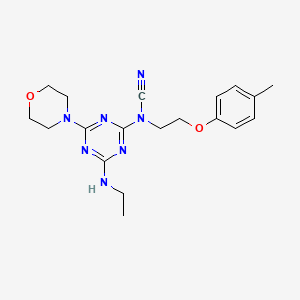 molecular formula C19H25N7O2 B5488010 [4-(Ethylamino)-6-morpholin-4-yl-1,3,5-triazin-2-yl]-[2-(4-methylphenoxy)ethyl]cyanamide 