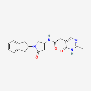 molecular formula C20H22N4O3 B5488225 N-[1-(2,3-dihydro-1H-inden-2-yl)-5-oxopyrrolidin-3-yl]-2-(2-methyl-6-oxo-1,6-dihydropyrimidin-5-yl)acetamide 