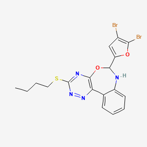 molecular formula C18H16Br2N4O2S B5488316 3-(Butylsulfanyl)-6-(4,5-dibromo-2-furyl)-6,7-dihydro[1,2,4]triazino[5,6-d][3,1]benzoxazepine 