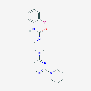 molecular formula C20H25FN6O B5488428 N-(2-fluorophenyl)-4-[2-(1-piperidinyl)-4-pyrimidinyl]-1-piperazinecarboxamide 