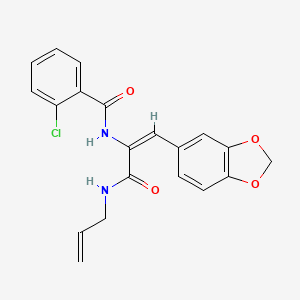 molecular formula C20H17ClN2O4 B5488525 N-[(E)-1-(1,3-benzodioxol-5-yl)-3-oxo-3-(prop-2-enylamino)prop-1-en-2-yl]-2-chlorobenzamide 