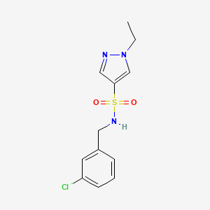 molecular formula C12H14ClN3O2S B5488815 N-[(3-CHLOROPHENYL)METHYL]-1-ETHYL-1H-PYRAZOLE-4-SULFONAMIDE 