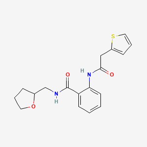 molecular formula C18H20N2O3S B5488940 N-[(oxolan-2-yl)methyl]-2-[2-(thiophen-2-yl)acetamido]benzamide 