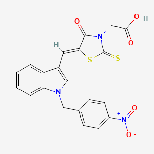 molecular formula C21H15N3O5S2 B5488995 [(5Z)-5-{[1-(4-nitrobenzyl)-1H-indol-3-yl]methylidene}-4-oxo-2-thioxo-1,3-thiazolidin-3-yl]acetic acid 