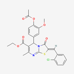 molecular formula C26H23ClN2O6S B5489065 ethyl (2Z)-5-[4-(acetyloxy)-3-methoxyphenyl]-2-(2-chlorobenzylidene)-7-methyl-3-oxo-2,3-dihydro-5H-[1,3]thiazolo[3,2-a]pyrimidine-6-carboxylate 