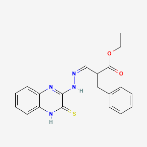 molecular formula C21H22N4O2S B5489494 ethyl (3Z)-2-benzyl-3-[(3-sulfanylidene-4H-quinoxalin-2-yl)hydrazinylidene]butanoate 