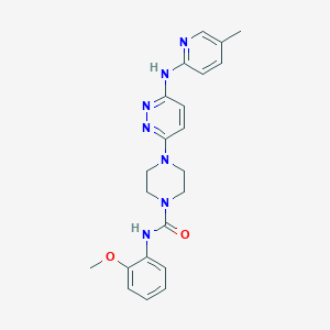 molecular formula C22H25N7O2 B5489580 N-(2-methoxyphenyl)-4-(6-((5-methylpyridin-2-yl)amino)pyridazin-3-yl)piperazine-1-carboxamide 