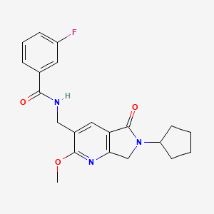 molecular formula C21H22FN3O3 B5489721 N-[(6-cyclopentyl-2-methoxy-5-oxo-6,7-dihydro-5H-pyrrolo[3,4-b]pyridin-3-yl)methyl]-3-fluorobenzamide 