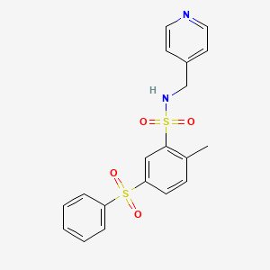 molecular formula C19H18N2O4S2 B5489747 5-(benzenesulfonyl)-2-methyl-N-(pyridin-4-ylmethyl)benzenesulfonamide 