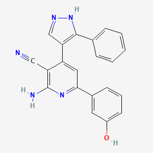molecular formula C21H15N5O B5489837 2-amino-6-(3-hydroxyphenyl)-4-(5-phenyl-1H-pyrazol-4-yl)pyridine-3-carbonitrile 