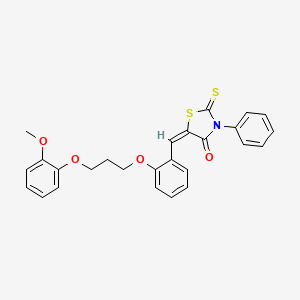 molecular formula C26H23NO4S2 B5489924 (5E)-5-[[2-[3-(2-methoxyphenoxy)propoxy]phenyl]methylidene]-3-phenyl-2-sulfanylidene-1,3-thiazolidin-4-one 